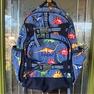 pottery barn kids backpack blue dinosaur Multi pocket Adjustable